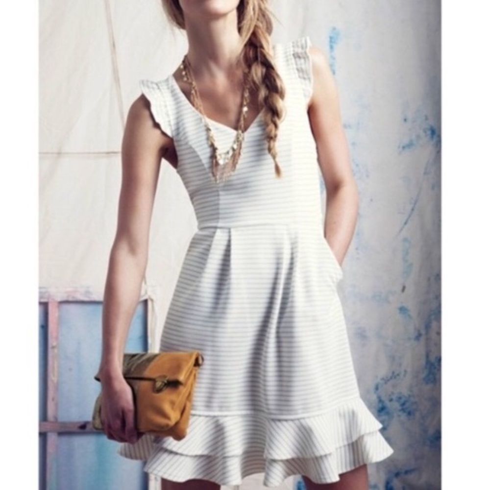 BRAND NEW: Anthropologie Maeve White Ruffle Dress